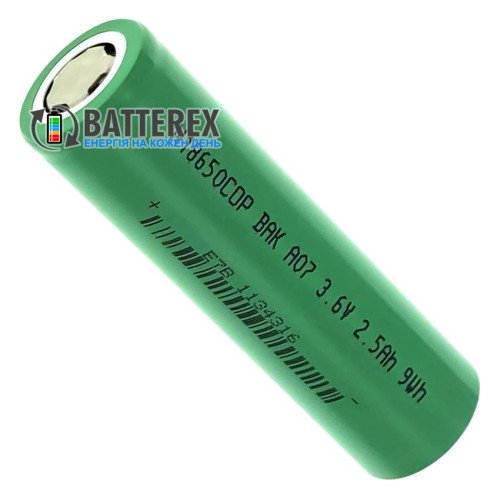 18650 BAK N18650COP 2500mAh 3.6V 30A - высокотоковый - Оригинал
