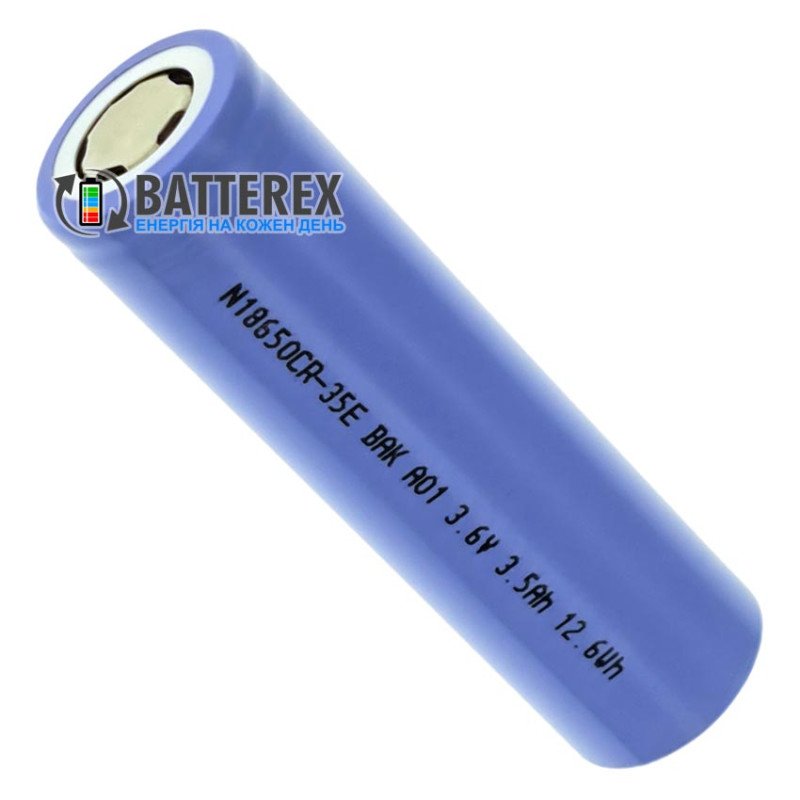 Акумулятор Li-ion 18650 BAK N18650CR-35E 3500mAh 3.6V 10.5A без захисту
