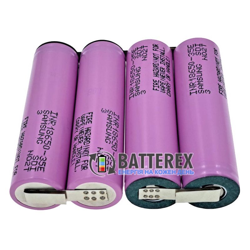 Сборка 2S2P 8.4V 7000mah из 4х аккумуляторов 18650 Samsung INR 35E 3500mah для роутера, бесперебойника