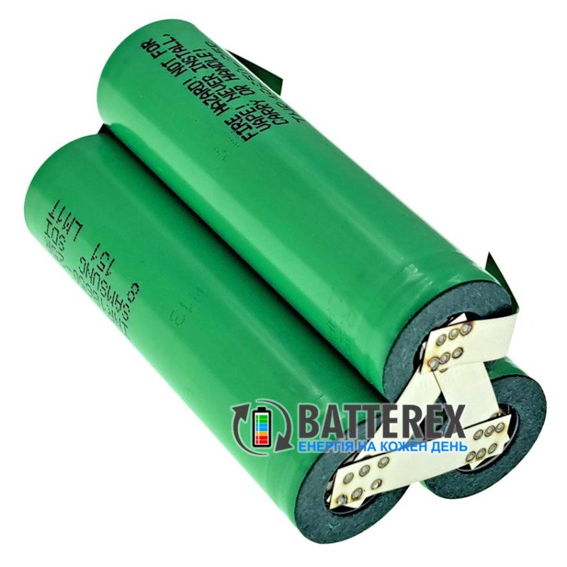 Збірка 3P1S 3.6-4.2V 7500mah із 3х акумуляторів 18650 Samsung 25R 2500mah 20A, паралельне з'єднання акумуляторів, трикутна форма
