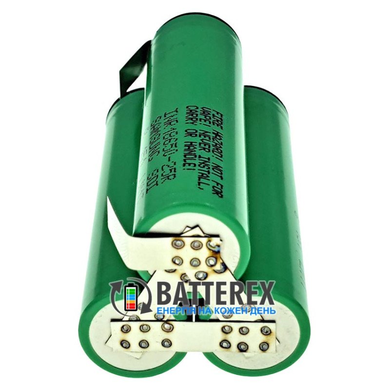 Збірка 3P1S 3.6-4.2V 7500mah із 3х акумуляторів 18650 Samsung 25R 2500mah 20A, паралельне з'єднання акумуляторів, трикутна форма