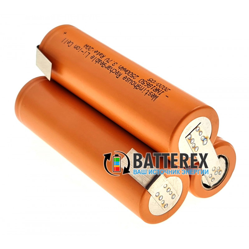 Сборка 3S 11.1-12.6V 20A из 3х аккумуляторов 18650 Westinghouse 2500mah для шуруповёрта (треугольная)