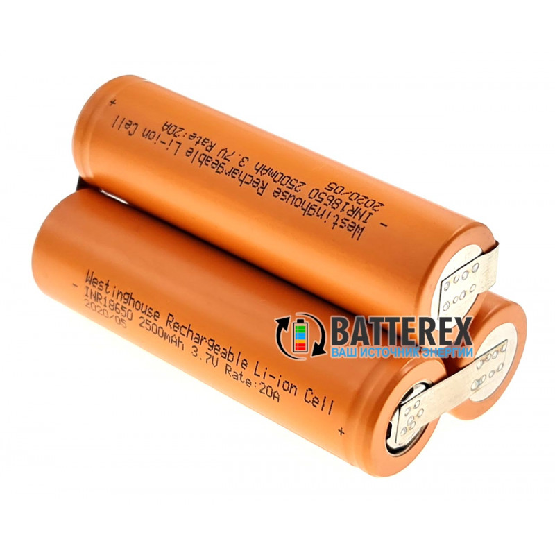 Сборка 3S 11.1-12.6V 20A из 3х аккумуляторов 18650 Westinghouse 2500mah для шуруповёрта (треугольная)