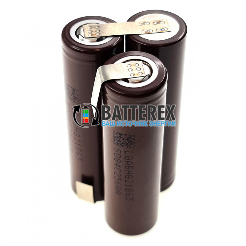 Сборка 3S 11.1-12.6V 20A 3000mah из 3х аккумуляторов 18650 LG HG2 для электроинструмента (треугольная)