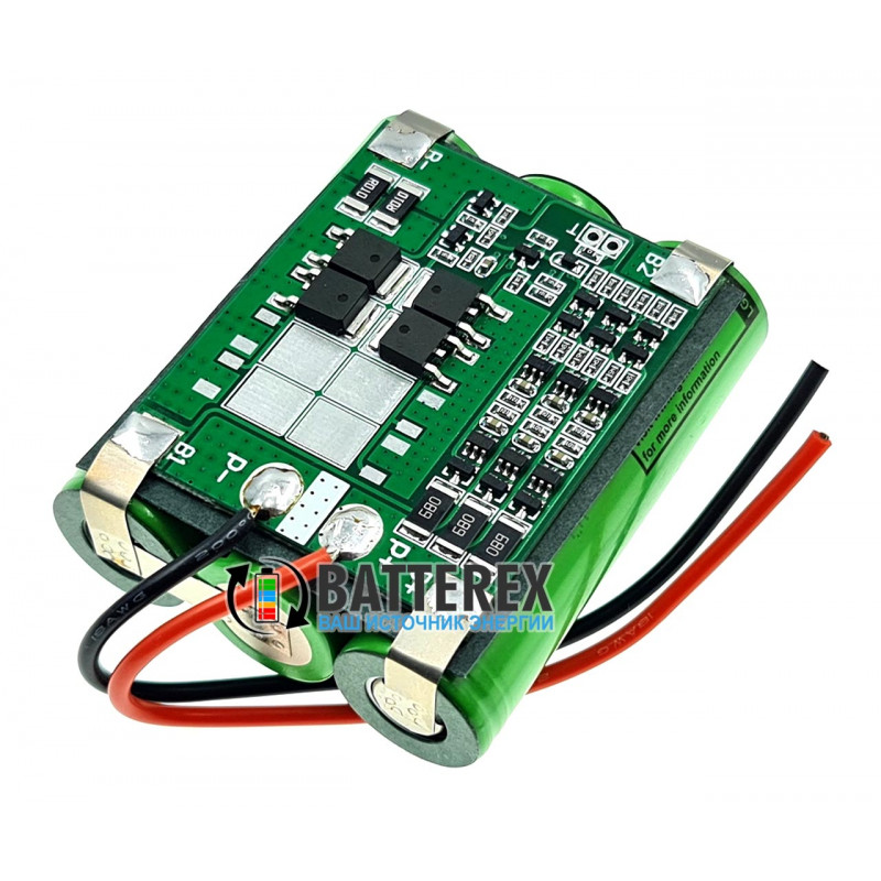 Акумуляторна збірка 3S 12V 10A 3500mah із платою BMS 3S FL15A із балансуванням із 3 акумуляторів 18650 LG MJ1 3500mah, силіконові дроти, термоусадка