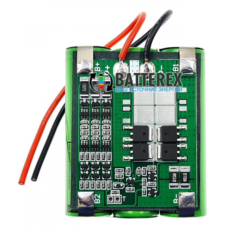 Акумуляторна збірка 3S 12V 10A 3500mah із платою BMS 3S FL15A із балансуванням із 3 акумуляторів 18650 LG MJ1 3500mah, силіконові дроти, термоусадка