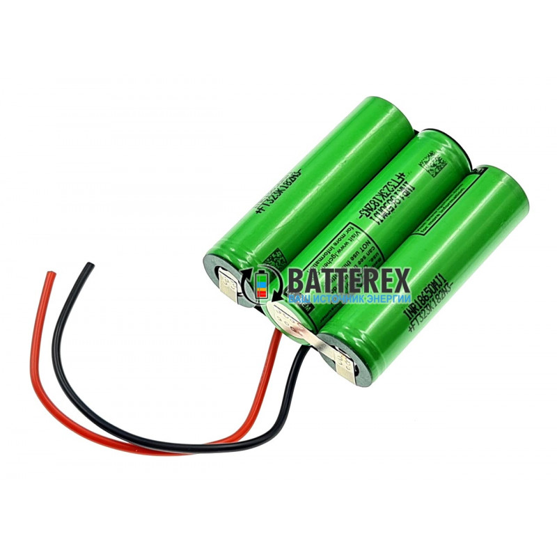 Акумуляторна збірка 3S 12V 10A 3500mah із платою BMS 3S FL15A із балансуванням із 3 акумуляторів 18650 LG MJ1 3500mah, силіконові дроти, термоусадка