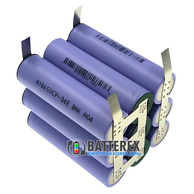 Аккумуляторная сборка 3S3P 11.1-12.6V 30A 10200mah из 9 аккумуляторов 18650 BAK N18650CP-34E 3400mah