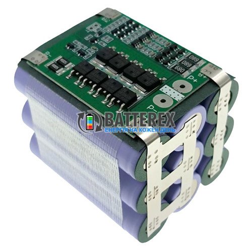 Сборка 3S3P 12V 30A 10200mah с платой BMS с балансировкой из 9 аккумуляторов 18650 BAK N18650CP-34E 3400mah