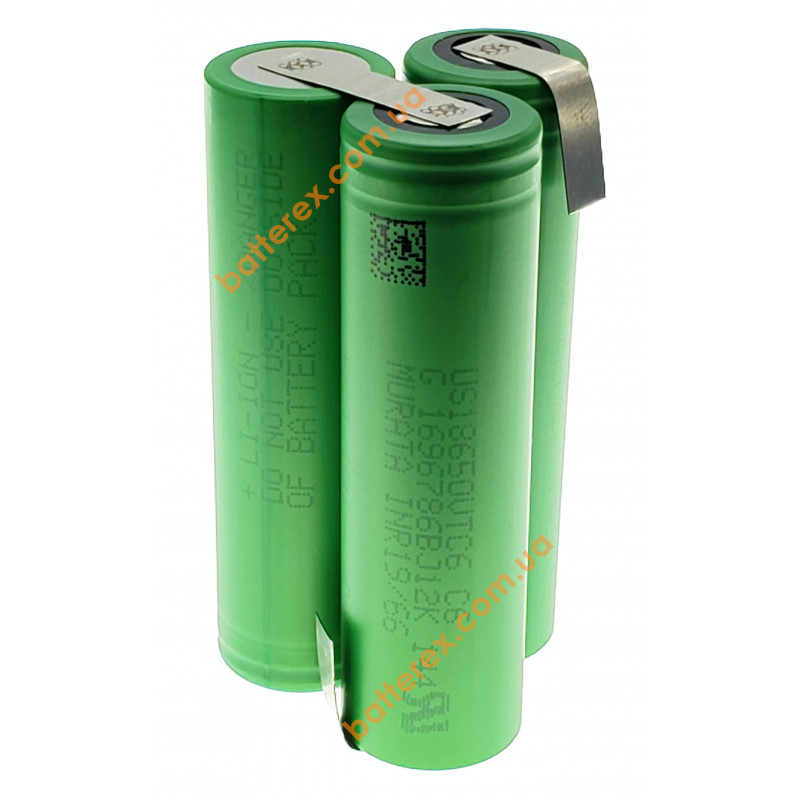 Сборка 11.1В из 3х аккумуляторов 18650 Sony/Murata VTC6 3120mah для шуруповёрта