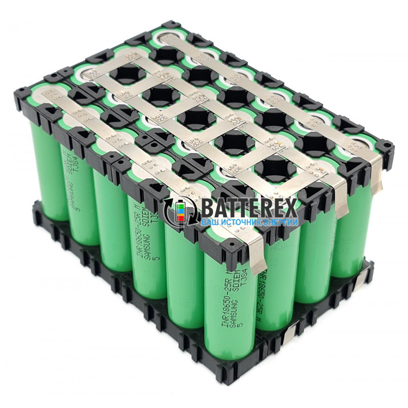 Сборка 4S6P 14,8V 15000mah из 24х аккумуляторов 18650 Samsung 25R 2500mah 20А (прямоугольная)