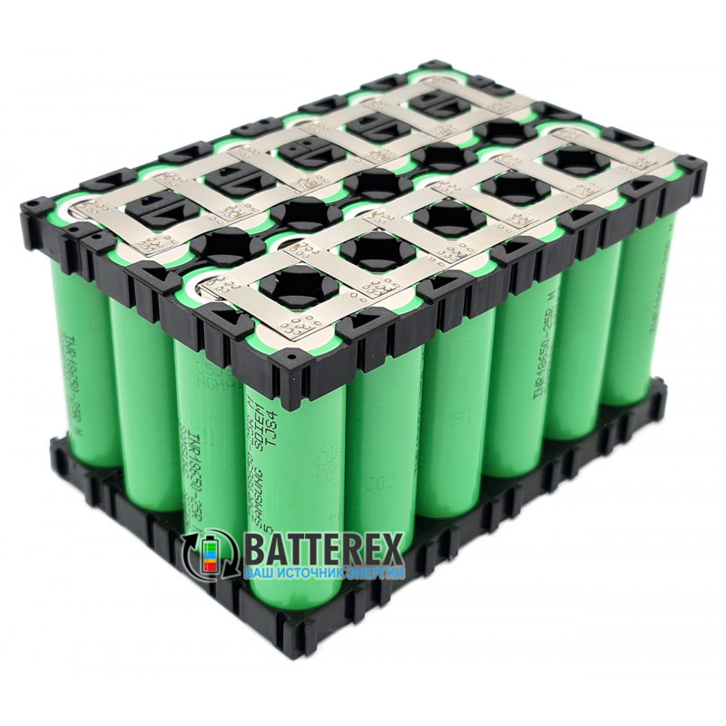 Сборка 4S6P 14,8V 15000mah из 24х аккумуляторов 18650 Samsung 25R 2500mah 20А (прямоугольная)