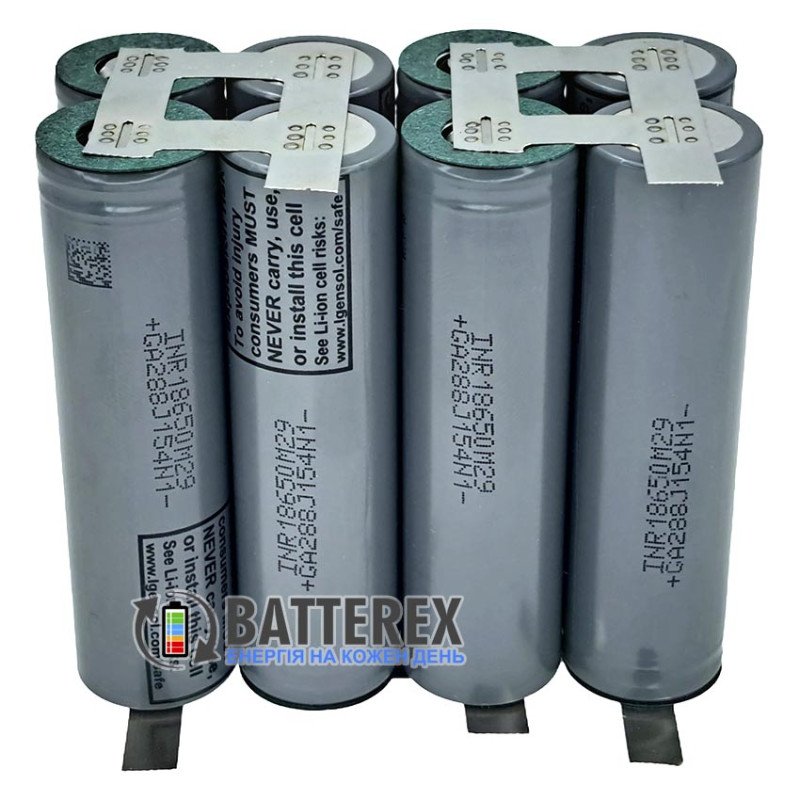 Акумуляторна збірка 4S2P 14.8-16.8V 12A 5700mah із 8 акумуляторів 18650 LG INR18650 M29 2850mah 3.7V 6A