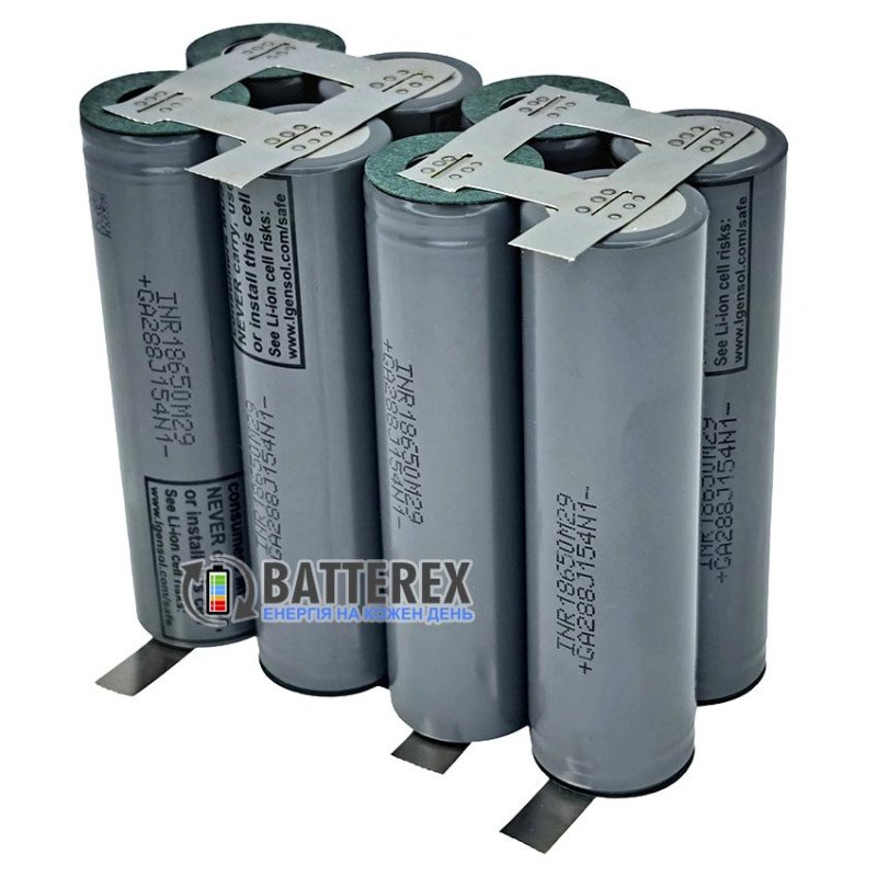 Акумуляторна збірка 4S2P 14.8-16.8V 12A 5700mah із 8 акумуляторів 18650 LG INR18650 M29 2850mah 3.7V 6A