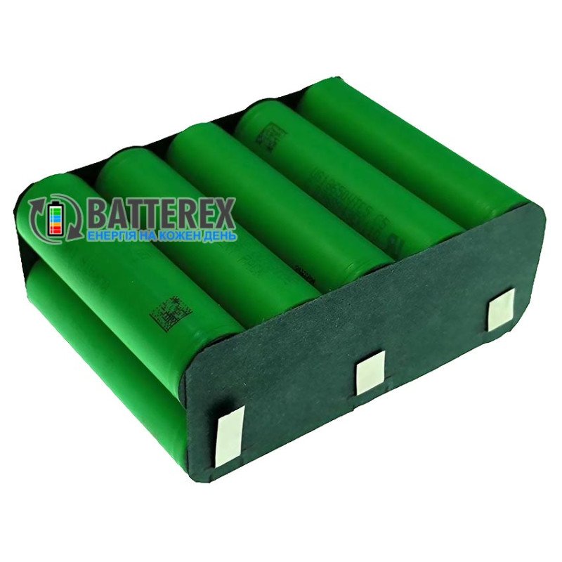 Аккумуляторная сборка 5S2P 21V 60A 5200mah из 10 аккумуляторов 18650 Sony Murata VTC5 2600mah, силовые провода AWG12 и разъём XT60, балансировочный разъём 6-pin, термоусадка