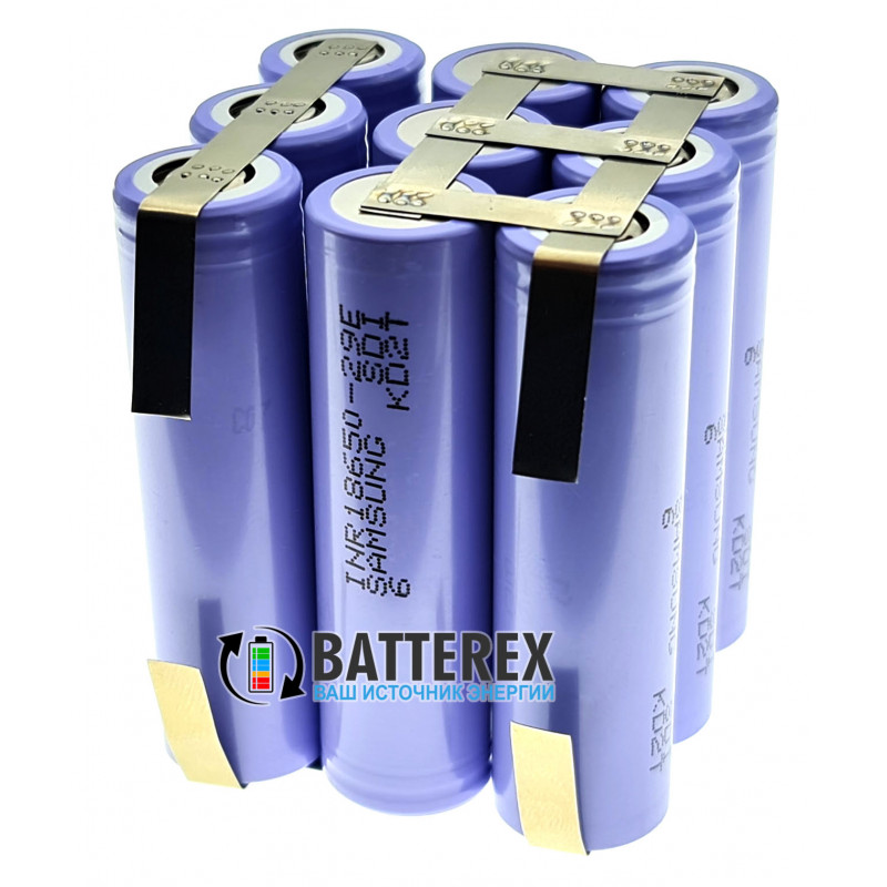 Сборка 3S3P 12V 8700mah из 9 аккумуляторов 18650 Samsung 29E 2900mah 10А (прямоугольная)