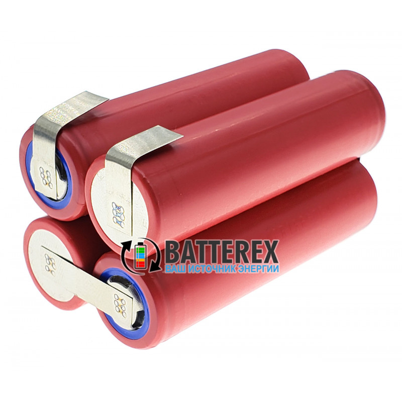 Сборка 18650 4S 14.8V 3500mah 10A из 4х аккумуляторов 18650 Sanyo NCR18650GA 3500mah 10А (прямоугольная)