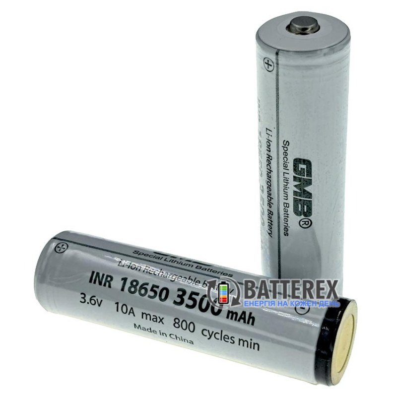 Акумулятор 18650 GMB INR 3500mah 3.6V 10A Protected із захистом