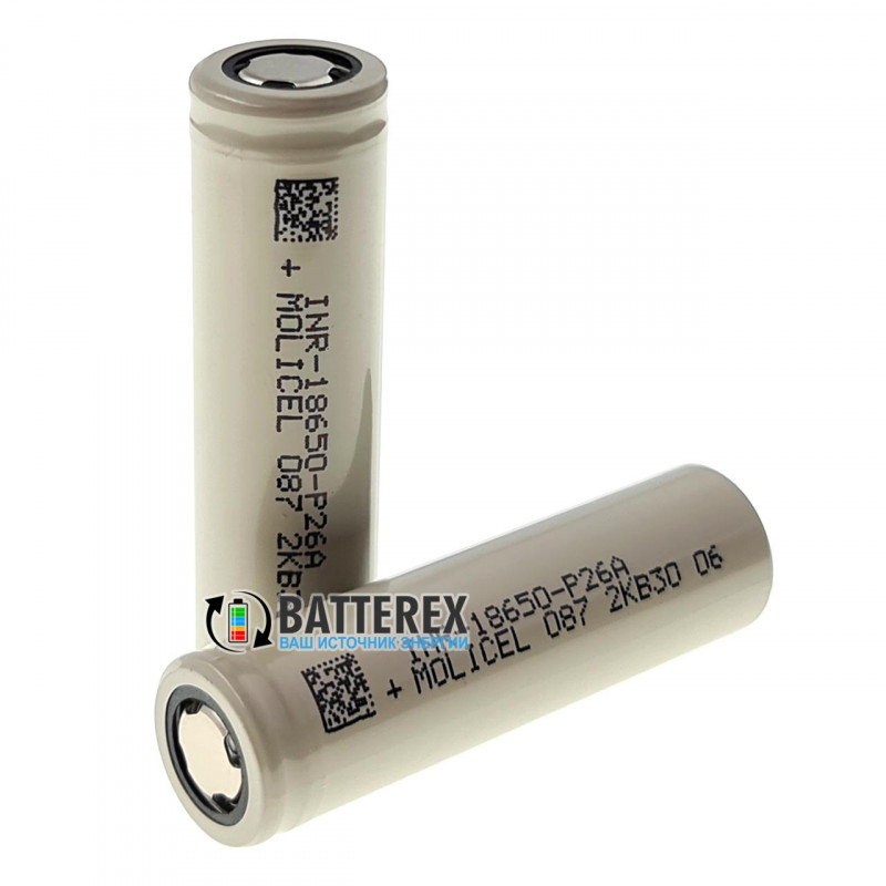 Аккумулятор 18650 Molicel INR-18650-P26A 2600mah 3.6V высокотоковый 35A