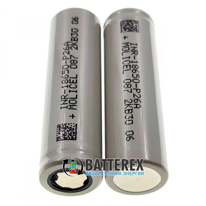 Аккумулятор 18650 Molicel INR-18650-P26A 2600mah 3.6V высокотоковый 35A