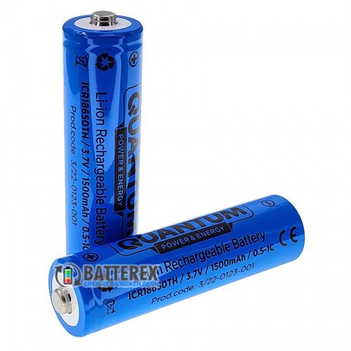 18650 Quantum ICR18650 1500mah 3.7V 2A Button Top с выпуклым контактом плюс (для фонарей)