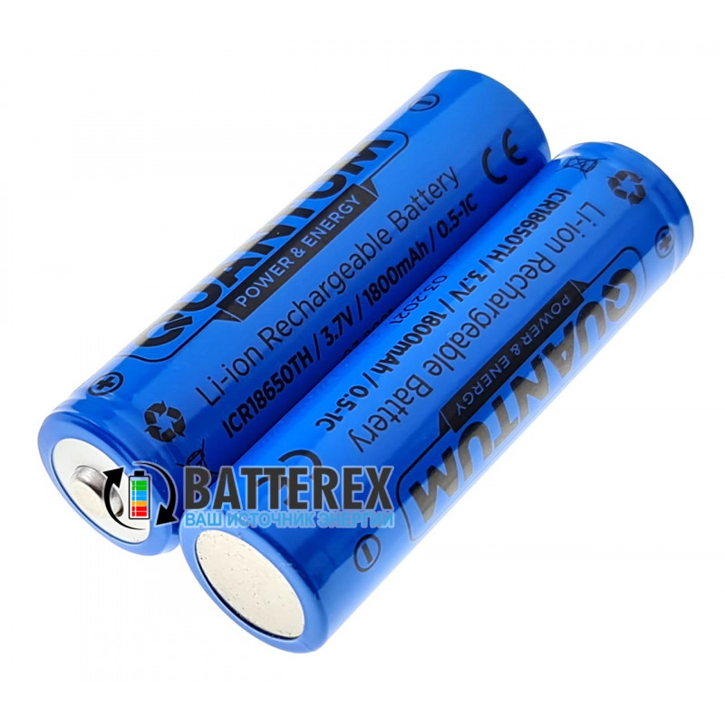 Аккумулятор 18650 Quantum ICR18650 1800mah 3.7V Button Top с выпуклым контактом плюс