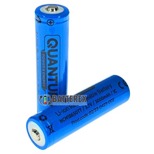18650 Quantum NCM18650TT 3000mah 3.7V 3A Button Top с выпуклым контактом плюс (для фонарей)