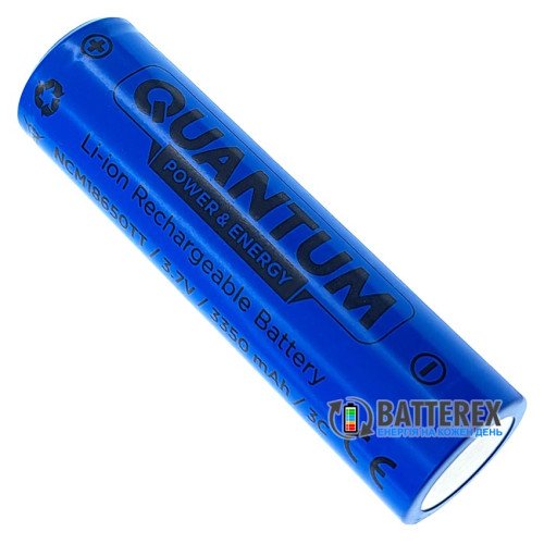 18650 Quantum NCM18650TT 3350mah 3.7V 10A Button Top с выпуклым контактом плюс (для фонарей)