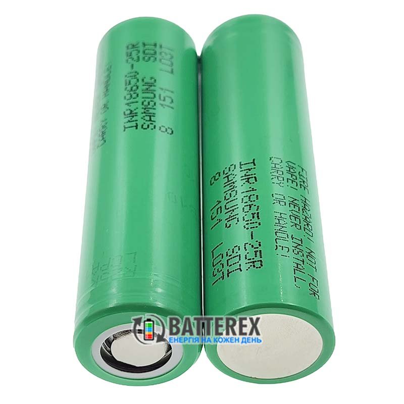 Аккумулятор высокотоковый 18650 Samsung INR 25R 2500mah 3.6V постоянная токоотдача 20А