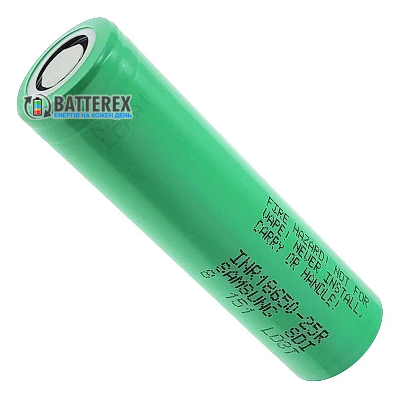 Аккумулятор высокотоковый 18650 Samsung INR 25R 2500mah 3.6V постоянная токоотдача 20А