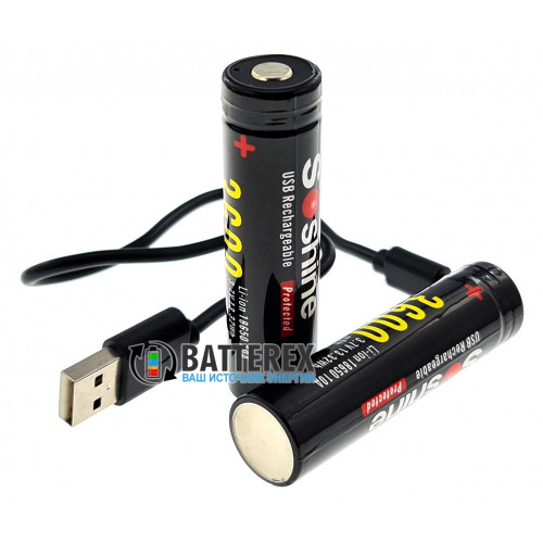 18650 Soshine 3600mah 3.7V 10A Protected с защитой с зарядкой от micro-USB