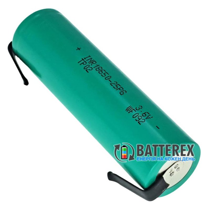Аккумулятор 18650 высокотоковый Tenpower 25PG 2500mAh 3.6V 30A с выводами под пайку