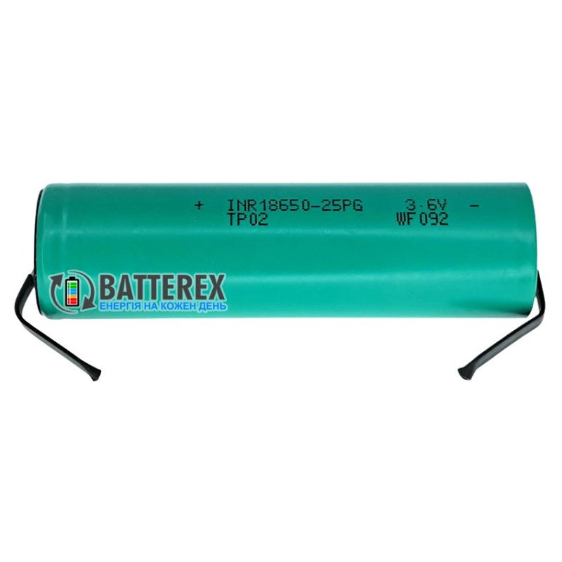 Аккумулятор 18650 высокотоковый Tenpower 25PG 2500mAh 3.6V 30A с выводами под пайку