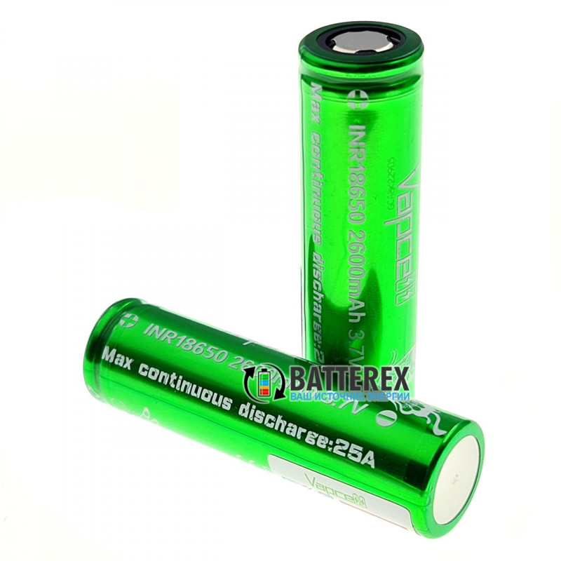 Аккумулятор 18650 Vapcell INR 2600mah 3.7V 25A высокотоковый - полный аналог Murata VTC5