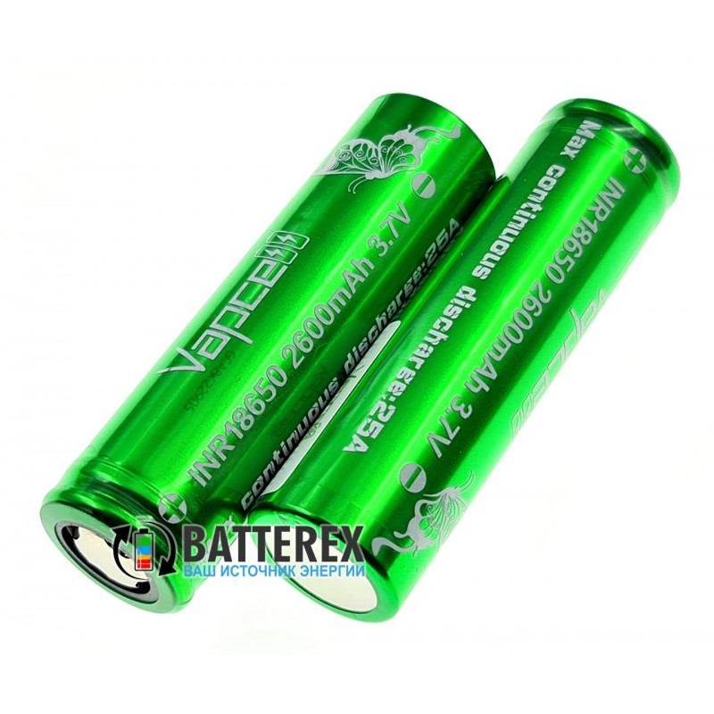 Аккумулятор 18650 Vapcell INR 2600mah 3.7V 25A высокотоковый - полный аналог Murata VTC5