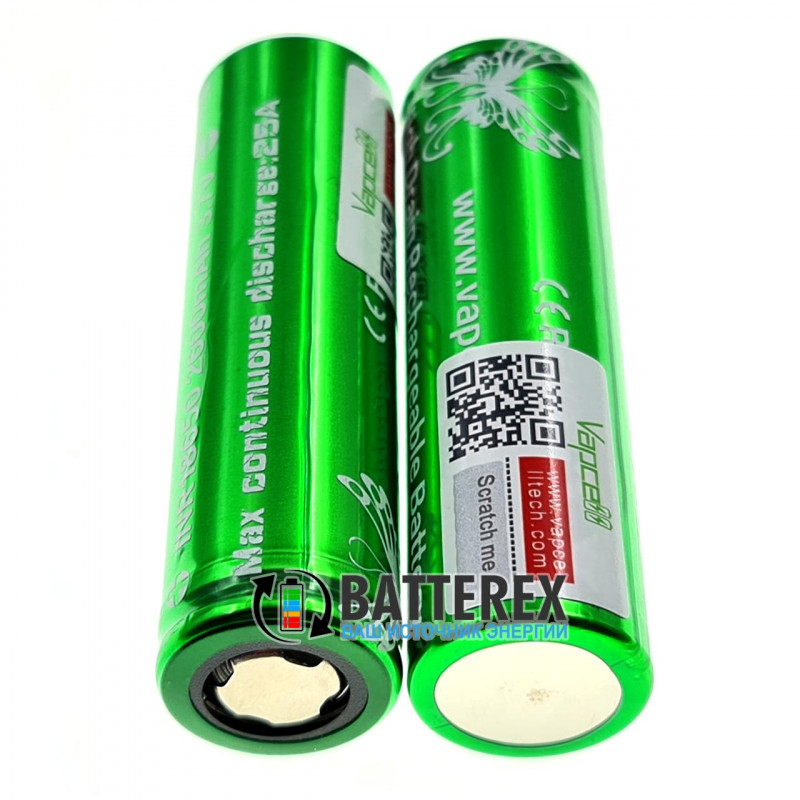Аккумулятор 18650 Vapcell INR 2600mah 3.7V 25A высокотоковый - полный аналог Murata VTC5