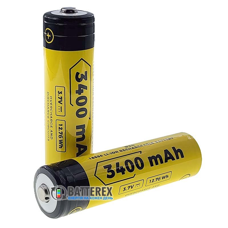 Аккумулятор 18650 с выпуклым контактом плюс Vapcell INR18650 B34 3400mah 3.6V без защиты