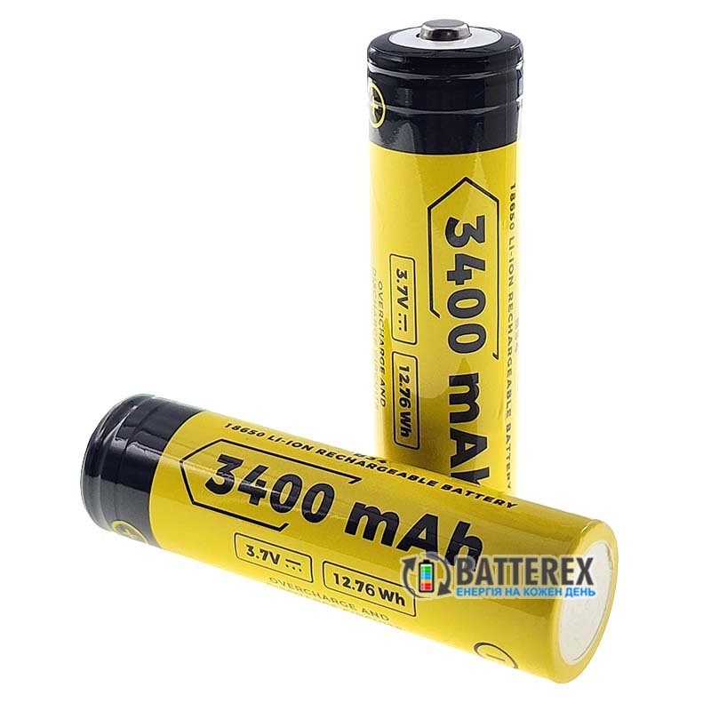 Аккумулятор 18650 с выпуклым контактом плюс Vapcell INR18650 B34 3400mah 3.6V без защиты