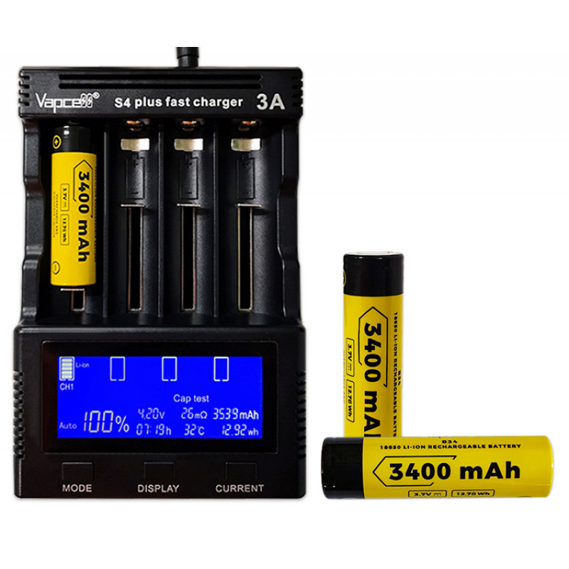 Аккумулятор 18650 с выпуклым контактом плюс Vapcell INR18650 B34 3400mah 3.6V без защиты