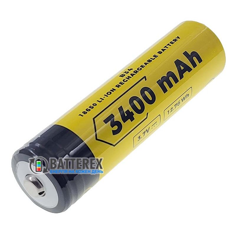 Аккумулятор 18650 с выпуклым контактом плюс Vapcell INR18650 B34 3400mah 3.6V без защиты
