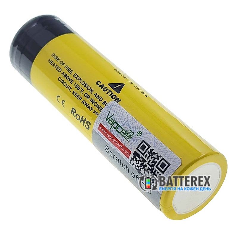 Аккумулятор 18650 с выпуклым контактом плюс Vapcell INR18650 B34 3400mah 3.6V без защиты