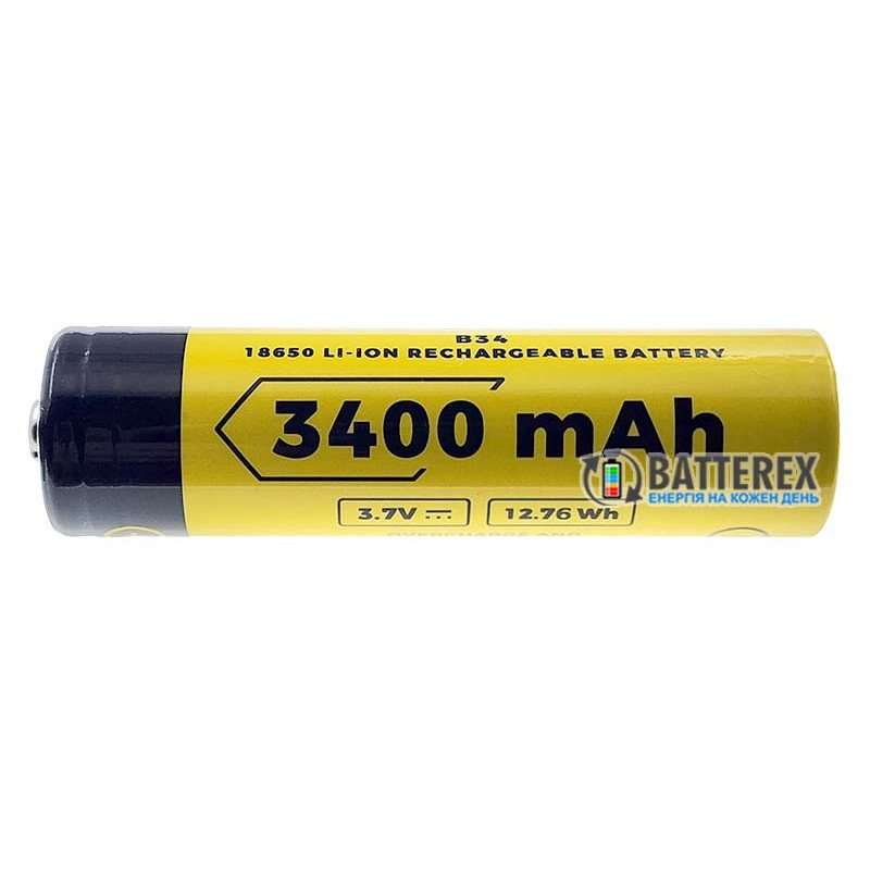 Аккумулятор 18650 с выпуклым контактом плюс Vapcell INR18650 B34 3400mah 3.6V без защиты
