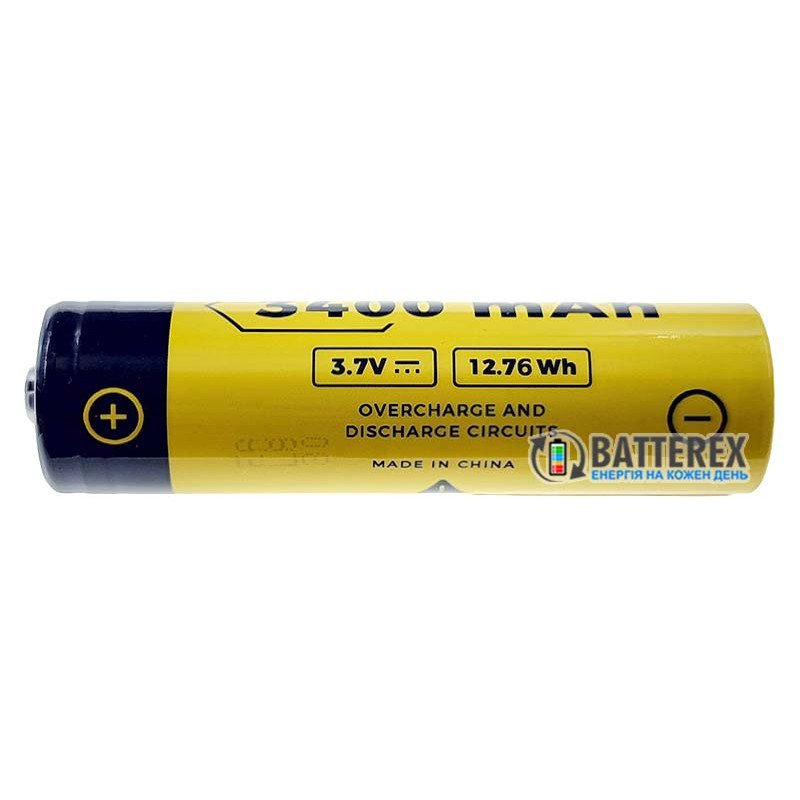 Аккумулятор 18650 с выпуклым контактом плюс Vapcell INR18650 B34 3400mah 3.6V без защиты