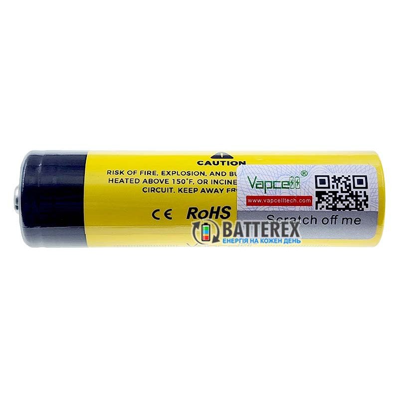 Аккумулятор 18650 с выпуклым контактом плюс Vapcell INR18650 B34 3400mah 3.6V без защиты