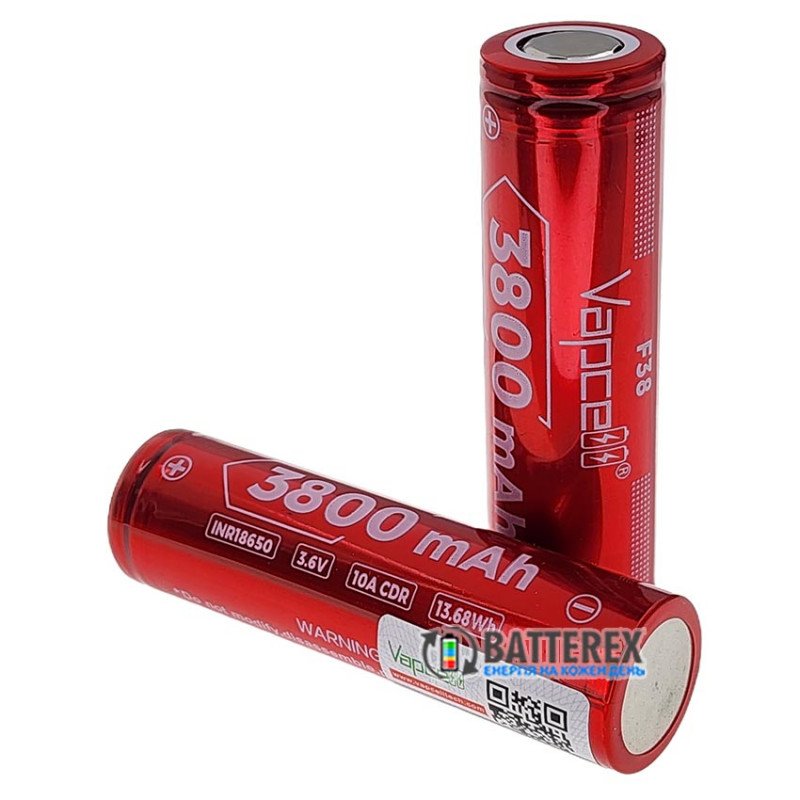 Аккумулятор Li-ion 18650 Vapcell INR F38 3800mah 3.6V 10A высокотоковый