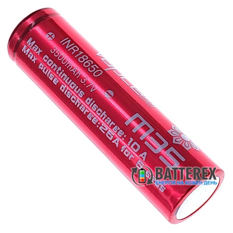Аккумулятор 18650 Li-ion Vapcell M35 3500mah 3.7V 10A Button Top без захисту із виступаючим контактом Плюс