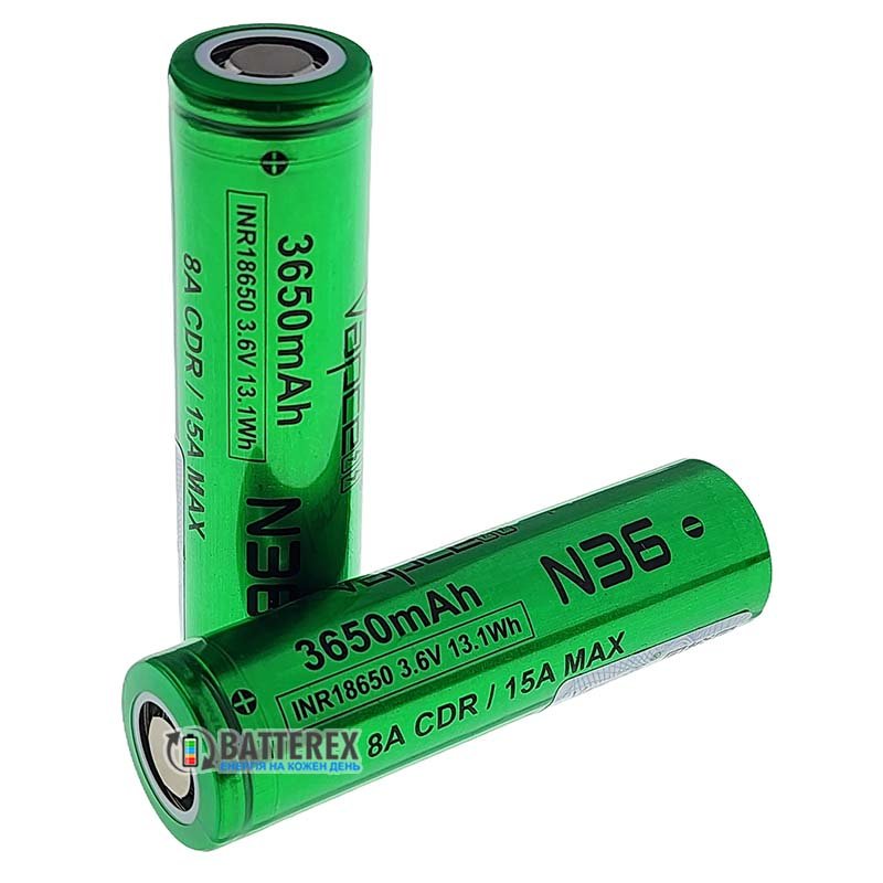 Аккумулятор Li-ion 18650 Vapcell INR N36 3650mah 3.6V 8/15A высокотоковый