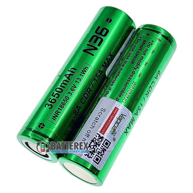Аккумулятор Li-ion 18650 Vapcell INR N36 3650mah 3.6V 8/15A высокотоковый