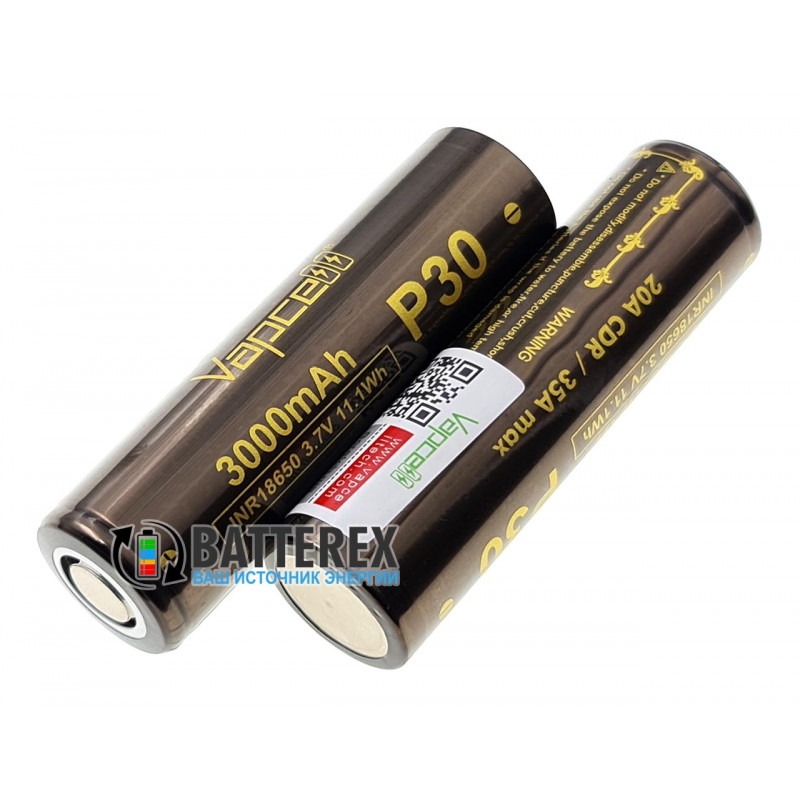 Аккумулятор 18650 Vapcell P30 3000mah 3.7V высокотоковый 20A