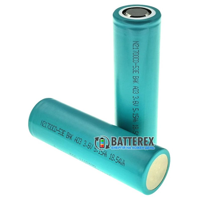 Аккумулятор 21700 высокой ёмкости BAK N21700CD 53E 5300mAh 3.6V 10A